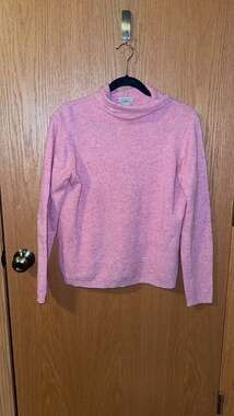 L.L.Bean Women's Merino Wool and Angora Blend Funnel Neck Sweater in Pink Heathe